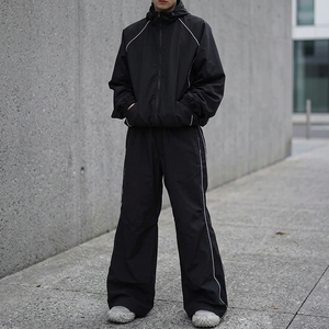 Custom Plain Streetwear Nylon Tracksuit <b>Mens</b> High Quality 2-Piece Set Lightweight Baggy Oversized Wi - Product Image 2