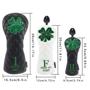 Benutzer definierte Golf <span class=keywords><strong>Head</strong></span> Covers Rhombus Vier blättriges Kleeblatt muster PU-Leder Golf Wood <span class=keywords><strong>Head</strong></span> <span class=keywords><strong>Cover</strong></span> Treiber/Fairway/ Hybrid <span class=keywords><strong>Head</strong></span> <span class=keywords><strong>Cover</strong></span> - Product Image 2