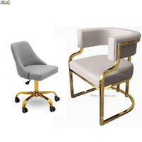 Chaise pivotante de luxe moderne, chaise de réception sans accoudoirs réglable avec base dorée