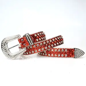 Adjustable Casual Automatic Crystal Buckle Belt PU Leather Women Belts