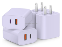 Bloc chargeur USB C à charge rapide, adaptateur multiport PD3.0 20W, chargeur rapide QC 3.0, port USB pour iPhone 16/15/14/13