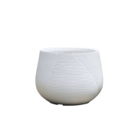 Ventes chaudes - Pot de fleurs rond en forme de tambour blanc, géométrique, en argile fibreuse légère, pour plantes vertes d'extérieur