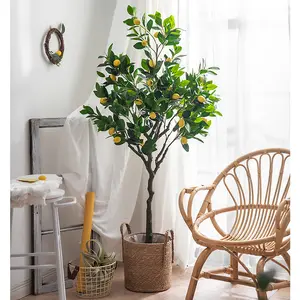 EG-VI027 Indoor Home Decoratie Plastic Fruit Ingemaakte Bonsai Greenery Plant Grote Kunstmatige Lemon Tree