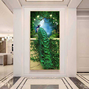 <span class=keywords><strong>Peinture</strong></span> décorative moderne pour salon, motif <span class=keywords><strong>paon</strong></span>, pour mur de fond de couloir, <span class=keywords><strong>peinture</strong></span> animale moderne en porcelaine cristalline - Product Image 2