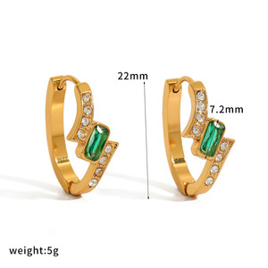 Fashion <b>Clip</b>-on Earrings Geometric Diamond Encrusted Stainless Steel Party Jewelry Te60687 Gn - Product Image 3