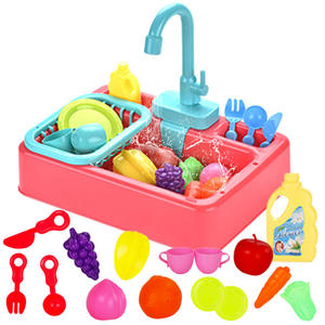 Système de circulation d'eau automatique simulé, <span class=keywords><strong>jouet</strong></span> d'évier de <span class=keywords><strong>cuisine</strong></span> électrique pour jeu de rôle, lavage éducatif des fruits et légumes pour enfants - Product Image 1