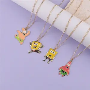 Anime Cartoon Spongebob Cute Pop Lovely Couple Car Key Chain Bag Pendant Keyring Accessories Gift Girl Patrick Star Keychain