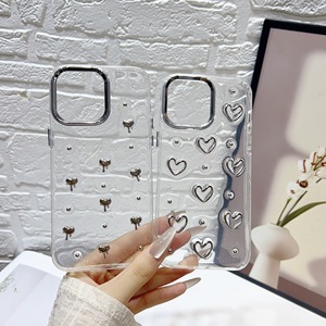 Custodia per telefono in <span class=keywords><strong>silicone</strong></span> TPU con fiocco e glitter per ragazze e donne, per <span class=keywords><strong>iPhone</strong></span> 16 15 14 <span class=keywords><strong>13</strong></span> Pro Max, <span class=keywords><strong>trasparente</strong></span> con fiocco argentato e diamanti - Product Image 3