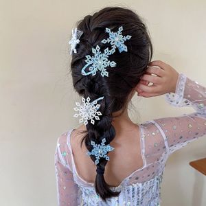 2 Pcs/Set Shiny Snowflake Rhinestone Hairpins Snow Princess BB Hair Clips Children Kid Cute Hair Accessories Wholesale - Product Image 6