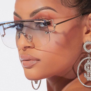 Gafas de sol sin montura mujer moda de gran tamaño humo unisex retro lente de una pieza gafas de sol de Río - Product Image 2