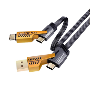 Metal Four-in-one Data Cable PD Fast <b>Charging</b>, Two-to-two, Cloth-woven Data and <b>Charging</b> Cable, Dual Type-<b>C</b> Fast <b>Charging</b> Cable - Product Image 3