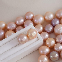 Perles d'eau douce naturelles Edison de 12-14 mm, colorées, semi-percées, rondes, froissées, légèrement imparfaites, A08 pour l'art des ongles