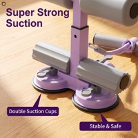 Barre de sit-up compacte pour le fitness à domicile, assistant abdominal à double ventouse avec réglage multi-niveaux, vente en gros