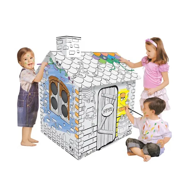 Jouets intelligents de dessin coloré pour enfants, grande maison, bricolage, peinture en couleur, amusant, avec boîte de couleurs