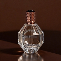 Flacon de Cologne en cristal de 100 ml, flacon de parfum en verre facetté avec bouchon en treillis or rose