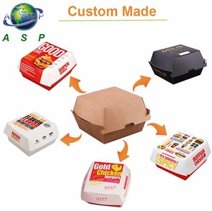 Biodegradable Kraft Paper Burgerbox Eco Friendly Takeaway Food Burger Box Packaging Empaque Hamburguesad with Custom Printed