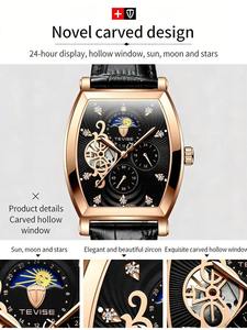 Montre mécanique automatique squelette TEVISE 8383C pour homme, verre minéral de luxe, montre-bracelet tendance pour homme, montre décontractée pour affaires - Product Image 6