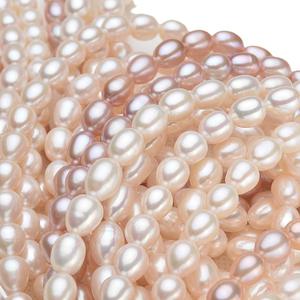 Collier de perles d'eau douce blanches et roses Dailan 7-8MM en forme de riz, perles blanches et roses semi-finies en vrac, vente en gros BXL119-178 - Product Image 3