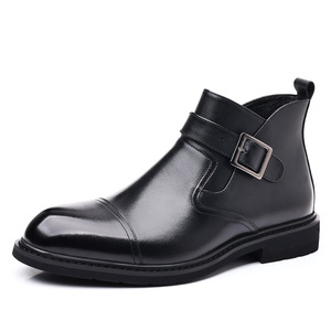 Botas de Invierno para Hombre, Estilo Chelsea, de Piel Genuina, Oxford, Casuales/Formales, Ligeras, Transpirables, Antideslizantes, con Suela Plana de Goma Suave - Product Image 3