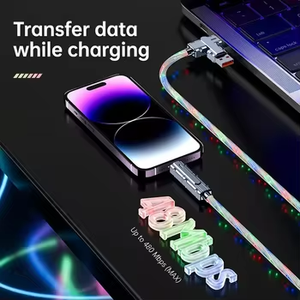 Cavo USB Luminoso LED 4-in-1 Multifunzione, Ricarica Super Veloce 100W PD, Sincronizzazione Dati 480Mbps, Cavo di Ricarica Universale RGB per Telefono e Auto - Product Image 3