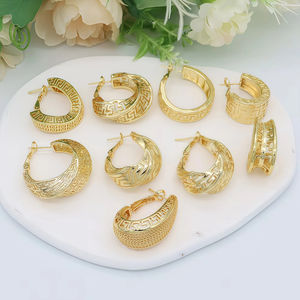 طقم مجوهرات فاخر مطلي بالذهب عيار 18 قيراط للنساء، أطقم مجوهرات إيطالية للزفاف، أطقم قلادة وأقراط أفريقية للعروس - Product Image 2