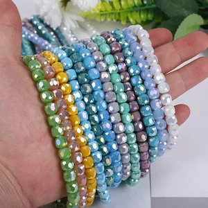 新款8毫米陶瓷透明水晶珠DIY手链项链配件珠宝制作圆筒玻璃珠