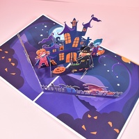 Carte de vœux 3D Halloween en papier découpé fait main, carte pop-up transfrontalière pour les fêtes, thème maison hantée