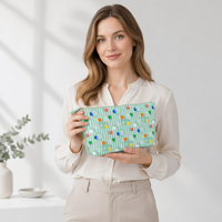 Trousse de Toilette de Voyage Grande Capacité en Polyester avec Fermeture Éclair, Motif à Pois, Trousse de Maquillage Tendance pour l'Été
