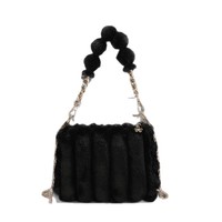 Sac à main en peluche pour femme, nouvelle collection Printemps 2025, décontracté, polyvalent, avec chaîne et fermeture éclair, sac à bandoulière et fourre-tout pour femme, vente en gros transfrontalière
