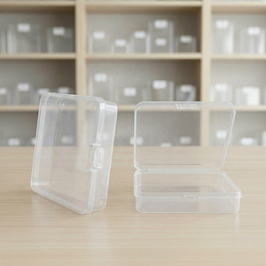 Boîte de rangement carrée transparente en PP de 7,5 cm, étui à charnière en plastique à profil <span class=keywords><strong>bas</strong></span> de 1,5 cm pour petites pièces, emballage de bijoux, directement de l'usine - Product Image 3
