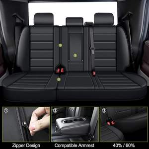 Nouvelles housses de siège de voiture en cuir noir 5 places 12V ensemble complet compatible avec les camionnettes <span class=keywords><strong>Ford</strong></span> F150/F250/F350/F450 2009-2025 - Product Image 2