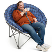 Chaise de camping pliable XXL surdimensionnée, super confortable, rembourrée, robuste, design moderne, polyester, mobilier de jardin extérieur pour adultes