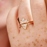 Bijoux personnalisés en argent 925 de créateur Bague de mariage en or avec diamants zircon taille marquise et pétale