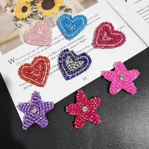 ZSY OEM Design Handmade Embroidered Heart Star Patches Rhinestone Beaded Motifs Applique Sequin Patch Sew on