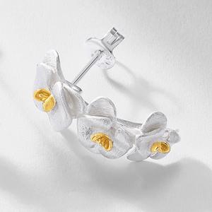 Style français rétro papillon <span class=keywords><strong>orchid</strong></span>ée plante boucles d'oreilles femmes romantique S925 argent Clip-on élégant frais en gros - Product Image 5