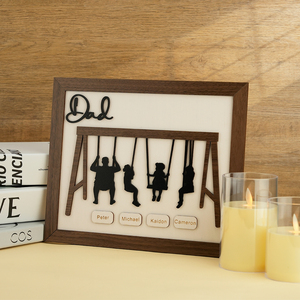 Panneau en bois écologique <span class=keywords><strong>personnalisé</strong></span> peint à la main ensemble de balançoire décor de table signe avec nom d'enfants cadeau de fête des pères - Product Image 4