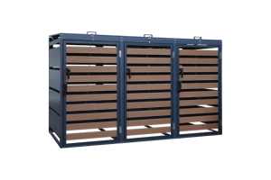 Cubo de <span class=keywords><strong>basura</strong></span> de acero de 3 puertas KD Structure 240L <span class=keywords><strong>armario</strong></span> de <span class=keywords><strong>basura</strong></span> con efectos de madera personalizado - Product Image 3