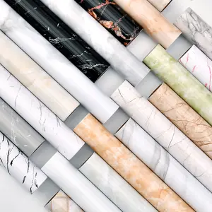Rollos de papel tapiz de PVC multicolor de moda moderna 40cm * 500m que cubre la hoja de mármol de tablero para el hogar