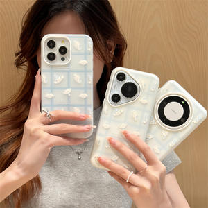 Coque de téléphone 2-en-1 pour femme, motif quadrillage bleu frais, pour iPhone 17 Pro Max, Apple 16, 15, 14 – Vente en gros - Product Image 3