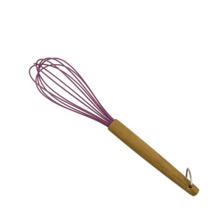 Batteurs à œufs en silicone écologiques avec manche en bois <span class=keywords><strong>Fouet</strong></span> à œufs manuel pour la <span class=keywords><strong>cuisine</strong></span> Utilisation du mousseur à lait Outil de mélange Lavage à la main uniquement - Product Image 4