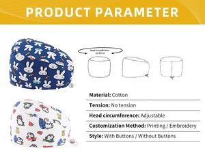 Chapeau de chirurgien en coton imprimé pour infirmières et médecins, respirant, réutilisable, chapeau de travail médical, motifs personnalisés, hôpital privé, OEM - Product Image 6