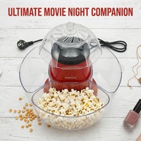 Machine à Popcorn Électrique Sans Huile 1200W à Air Chaud Rapide avec Grand Bol de Service pour Soirées Cinéma à Domicile