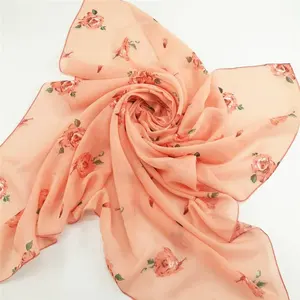 Voile Hijab Scarf Shawl Malaysia Scarf Tudung Manufacture Supplier RTS Square Polyester Hijabs Dyed Printed Scarf Women Summer