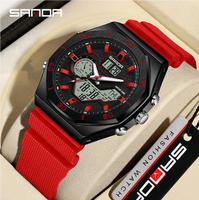 Montre-bracelet électronique à quartz SANDA 6209 pour étudiants, bracelet en TPU, étanche, pour sports de plein air, cadeau pour homme