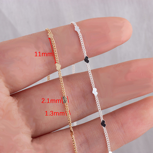 Accessoires de bijouterie exquis, plaqué or 14 carats/<span class=keywords><strong>argent</strong></span> 925, chaîne gourmette de 1,3 mm avec paillettes <span class=keywords><strong>en</strong></span> forme de cœur pour la fabrication de bijoux DIY - Product Image 4