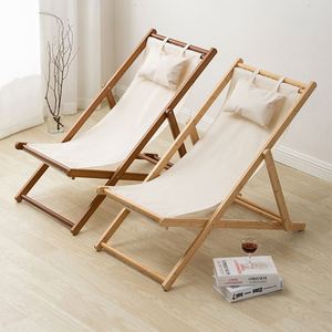 Chaise longue pliante en bambou de style chinois avec fonction de couchage pour une utilisation en extérieur, camping, balcon et cour - Product Image 2