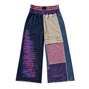 <b>Pink</b> <b>Men's</b> Sweatpants Elastic Waist Drawstring Pearl Beaded Casual Style Midweight Knitted Fabric - Product Image 1