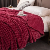Couverture en flanelle à carreaux ultra-douce Couverture gaufrée rayée à carreaux pour chambre à coucher salon voiture canapé voyage