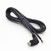 Câble d'alimentation à angle L Micro USB B nu avec queue de cochon Personnalisé 90 degrés droite/gauche V8 USB Micro B vers câble à extrémité ouverte étamé