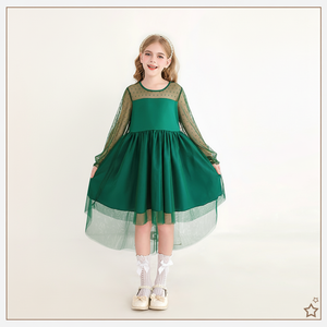 Vestido de princesa de malla personalizado de fábrica para niñas, nuevo modelo 2026, de encaje y manga larga, disfraz de Navidad para actuaciones infantiles, venta al por mayor - Product Image 1